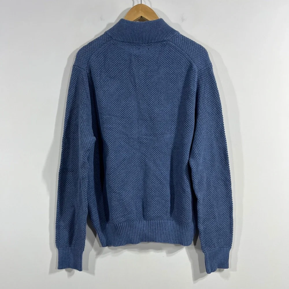 J.Crew Preppy Coastal Nautical Beachy Waffle Knit 1/4 Zip Sweater‎ Mens XL